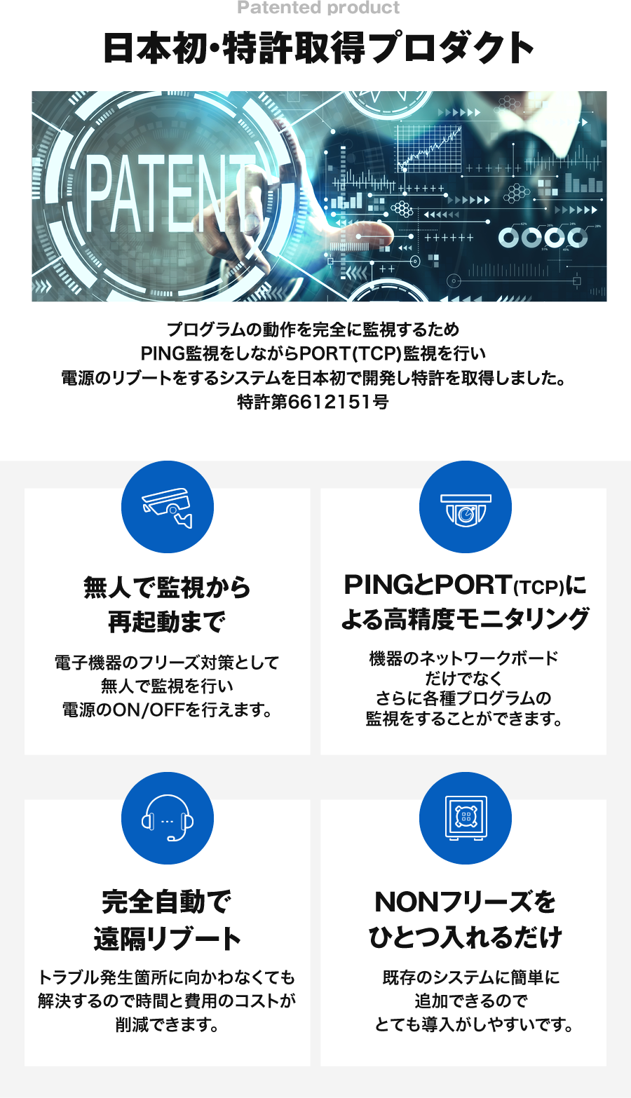 日本初・特許取得プロダクト